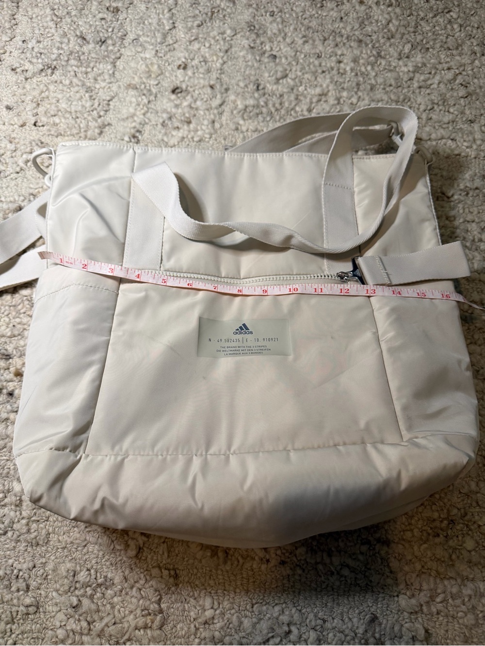 adidas Cream Quilted Tote Bag with Dual Straps - Picture 8 of 9